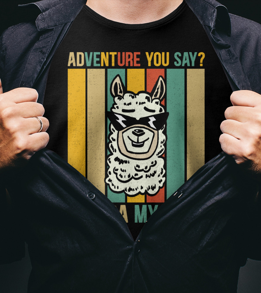 Adventure You Say Alpaca My Bags Vintage Retro Striped Alpaca T-Shirt