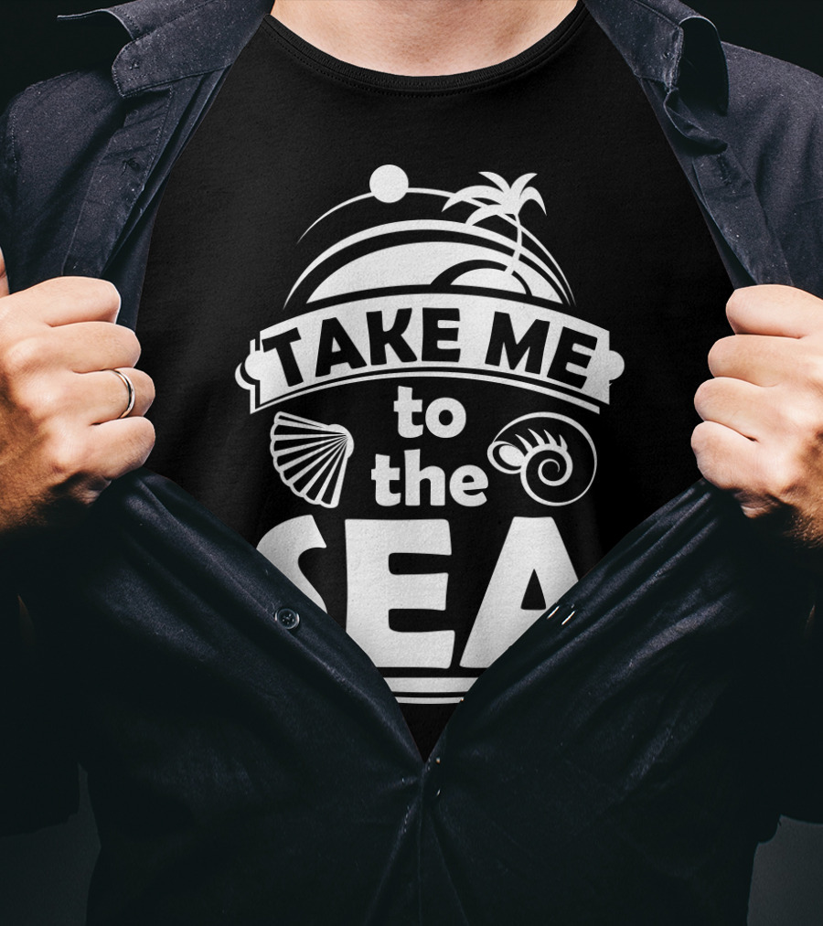 Take Me To The Sea Palm Trees And Seashells T-Shirt