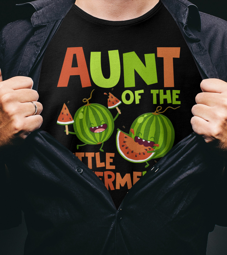 Aunt Of The Little Watermelon Funny Birthday Family T-Shirt