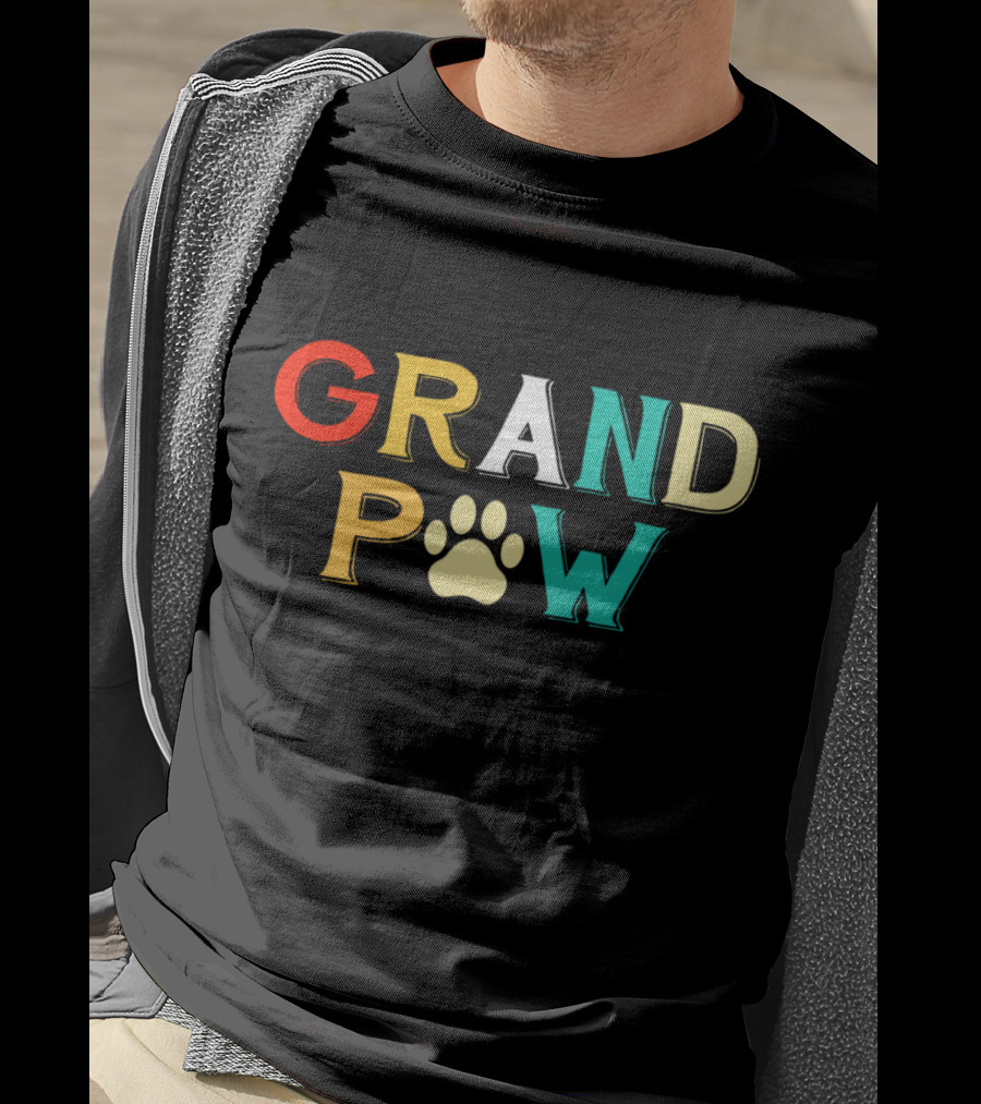 Grand Paw Doggy Puppy Lover Grandpa Funny Dog Paw Prints T-Shirt