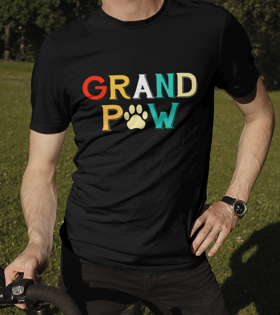 Grand Paw Doggy Puppy Lover Grandpa Funny Dog Paw Prints T-Shirt