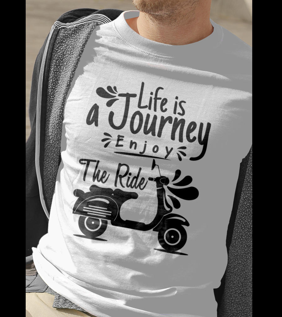 Life Is A Journey Enjoy The Ride Vespa Scooter Motif T-Shirt