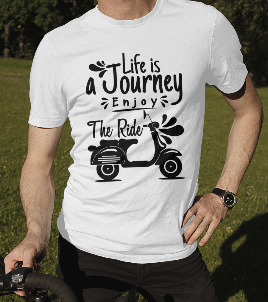 Life Is A Journey Enjoy The Ride Vespa Scooter Motif T-Shirt