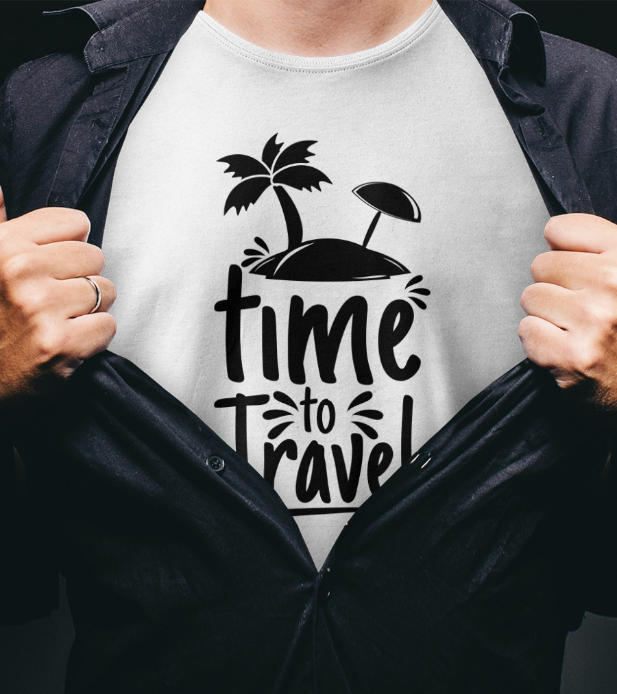 Time To Travel Beach Paradise Palm Island Adventure T-Shirt