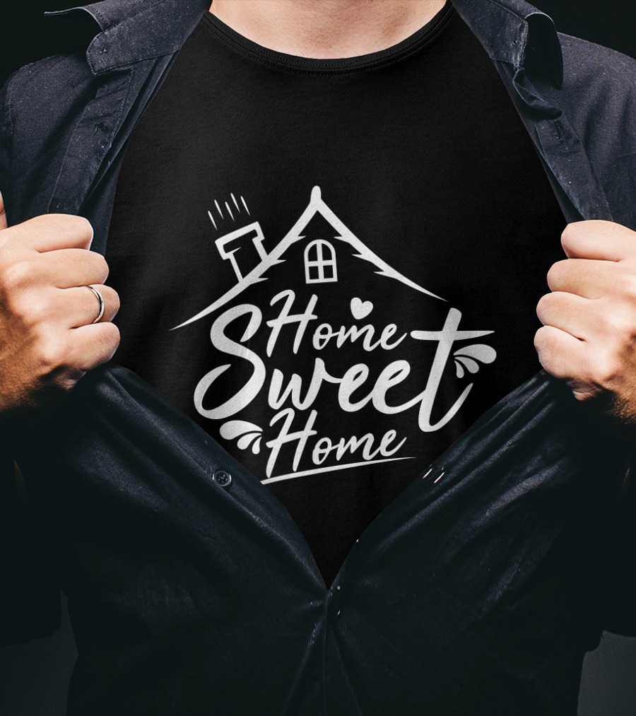 Home Sweet Home Cozy Cottage Roof Graphic With Heart Accent T-Shirt