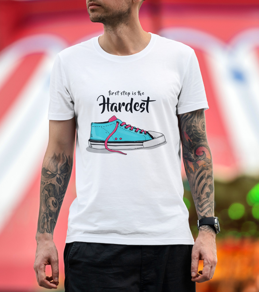 First Step is the Hardest Blue Sneaker T-Shirt