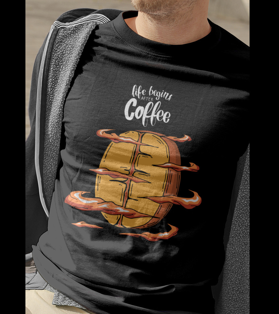 Life Begins After Coffee Football Steam Humor T-Shirt