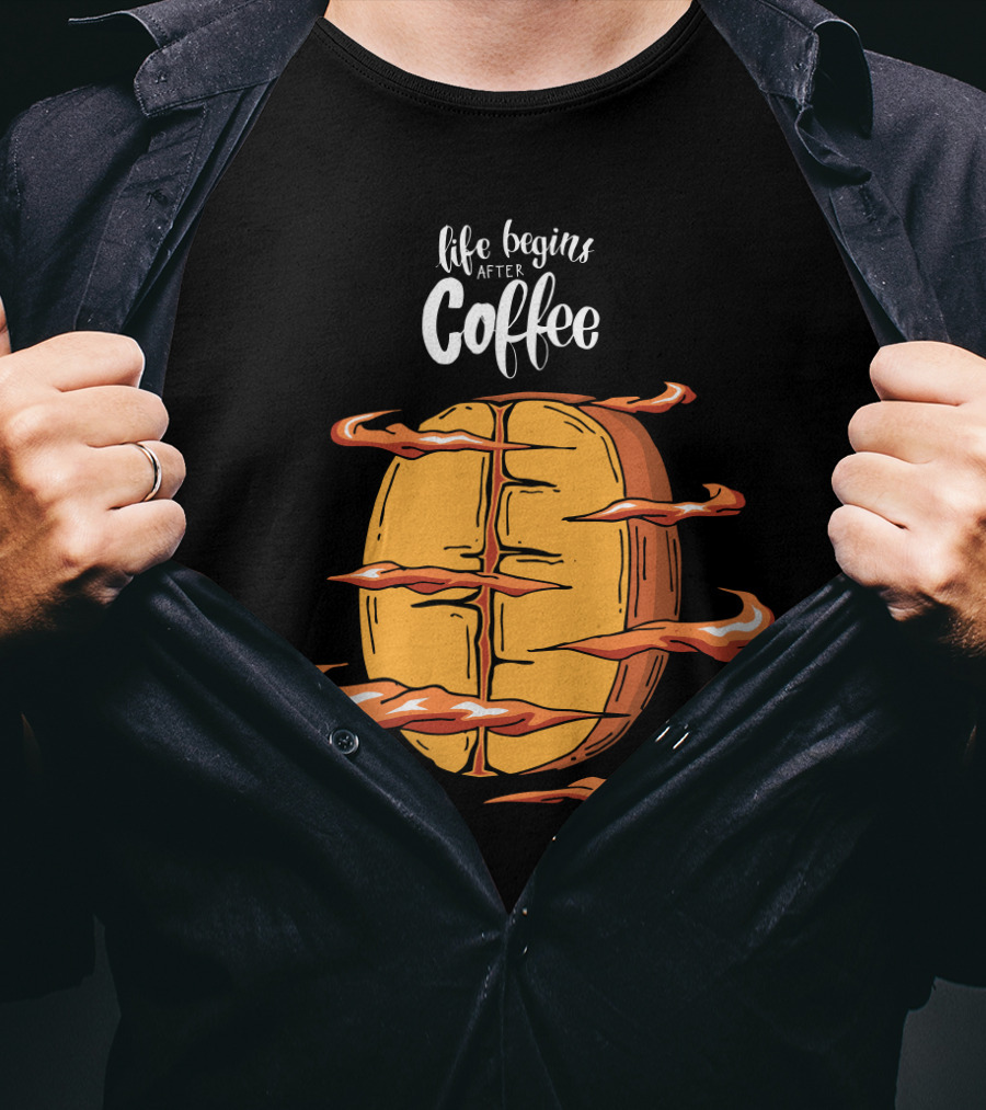 Life Begins After Coffee Football Steam Humor T-Shirt