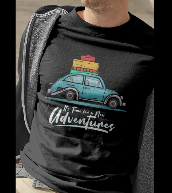 It's Time For A New Adventures With Vintage Car And Luggage T-Shirt