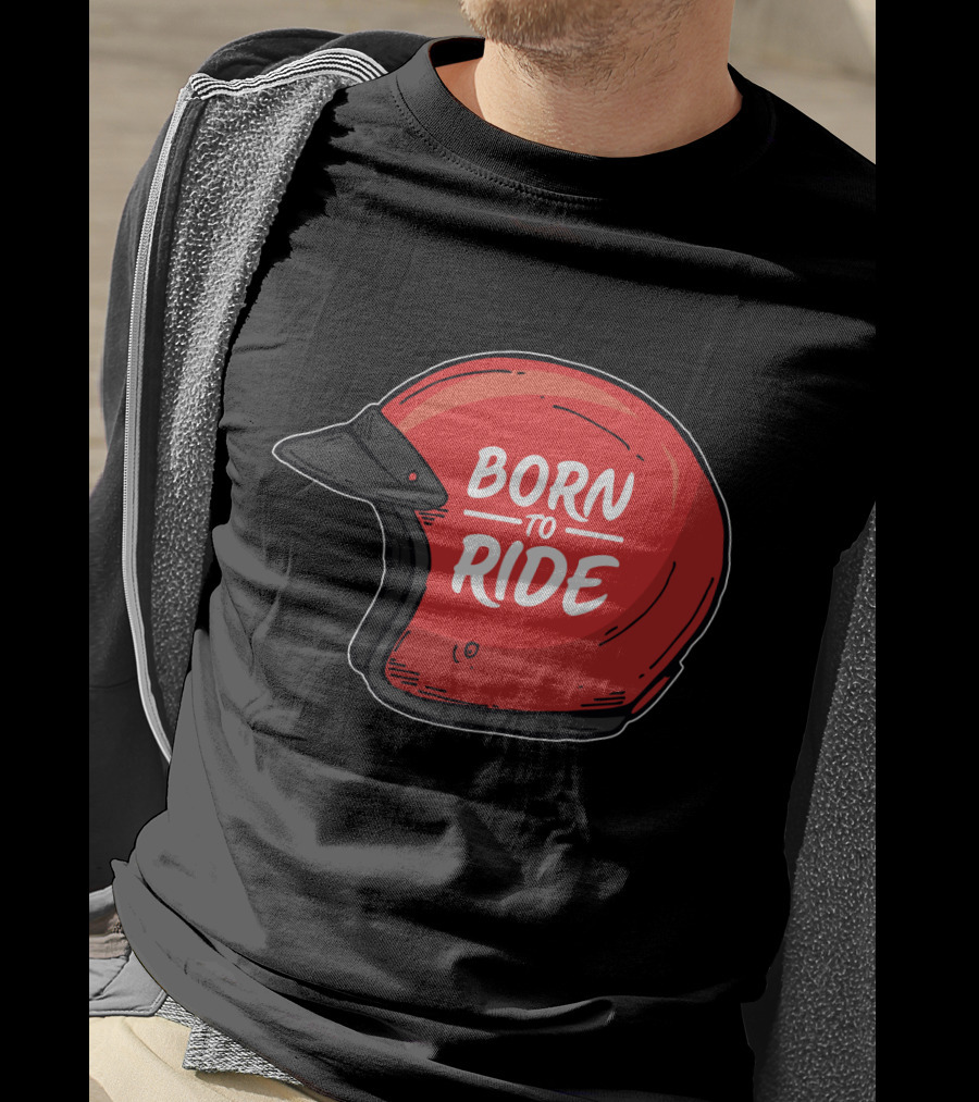 Born To Ride Retro Red Motorcycle Helmet T-Shirt