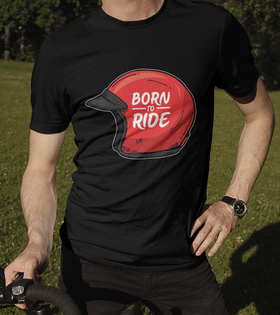 Born To Ride Retro Red Motorcycle Helmet T-Shirt