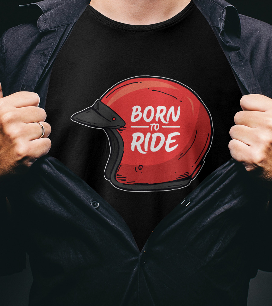 Born To Ride Retro Red Motorcycle Helmet T-Shirt