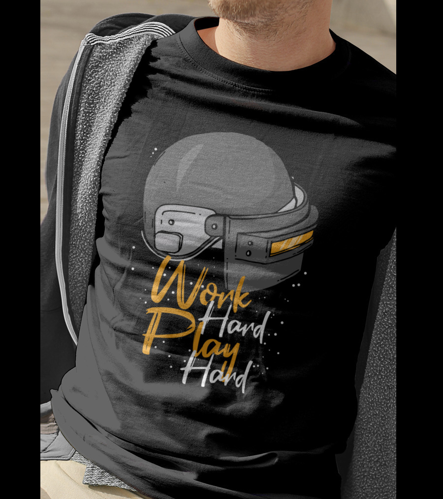 Work Hard Play Hard Football Helmet T-Shirt