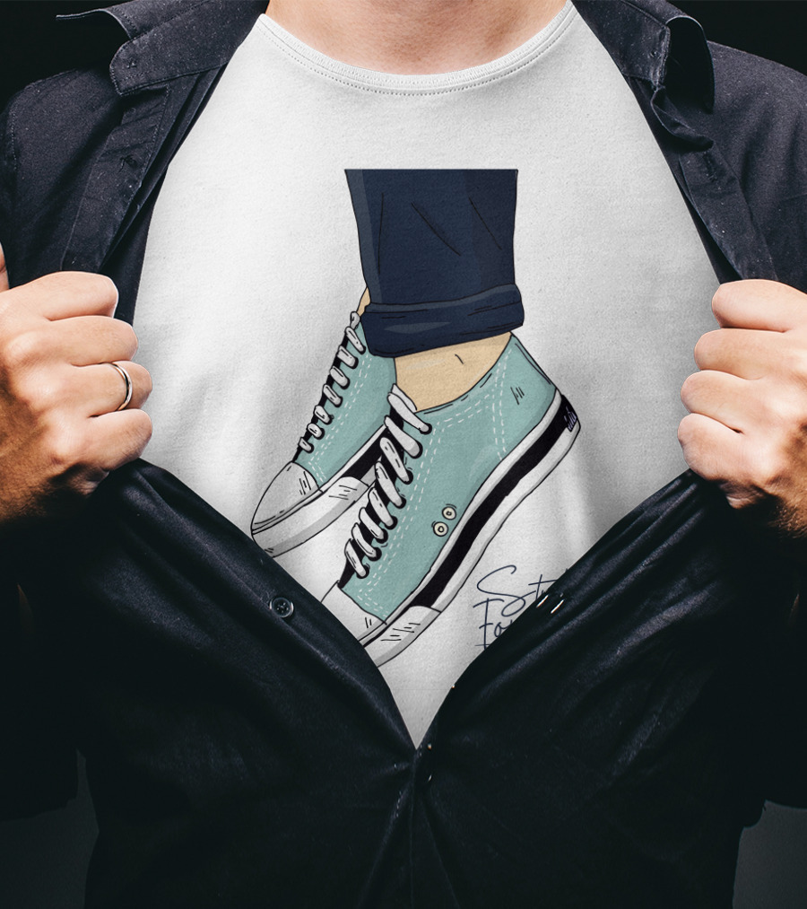 Style Is Forever Light Blue Sneakers Illustration With Classic Laced T-Shirt