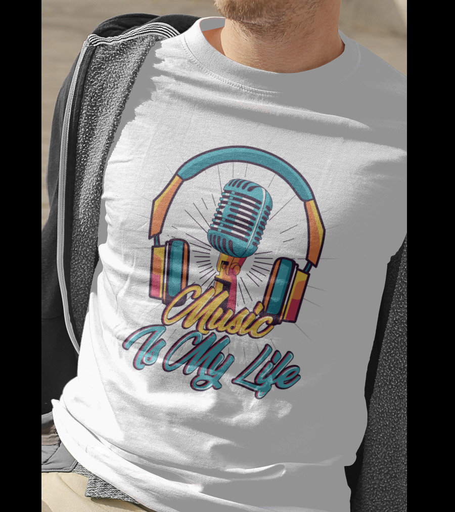 Funny Music Is My Life Microphone Headphones T-Shirt