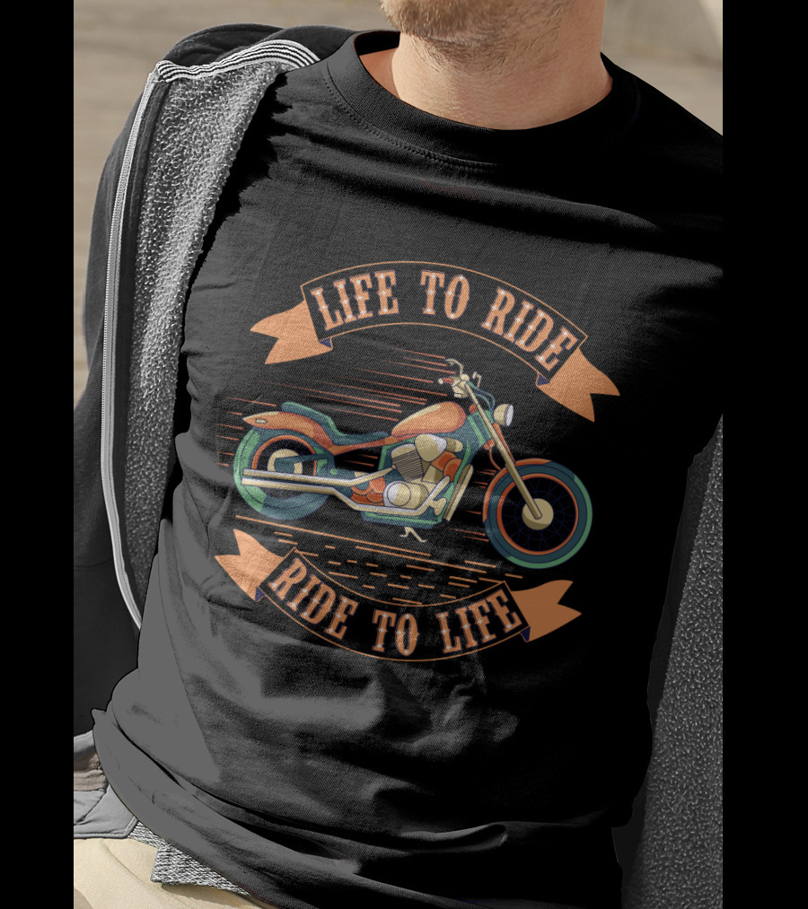 Life To Ride Ride To Life Motorcycle Graphic With Classic Cruiser T-Shirt