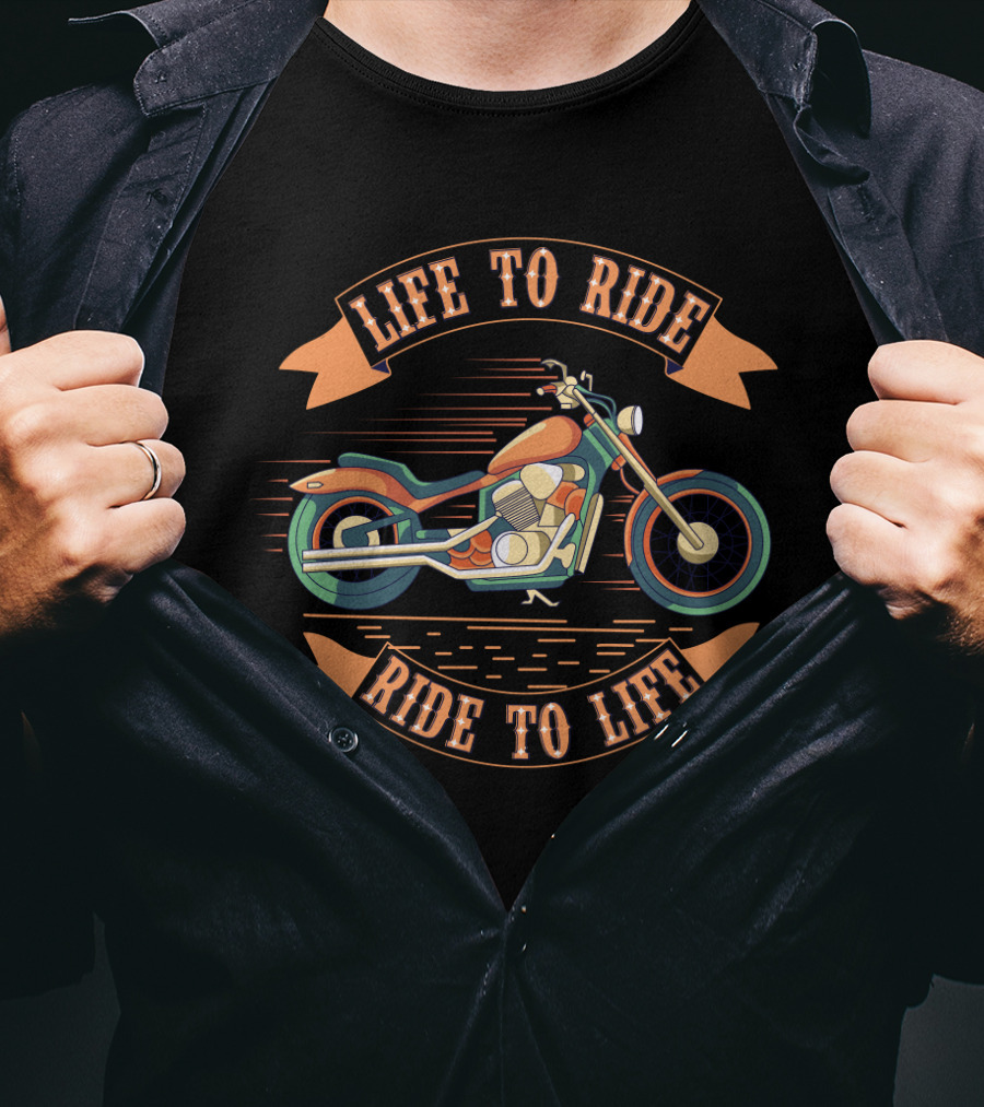 Life To Ride Ride To Life Motorcycle Graphic With Classic Cruiser T-Shirt