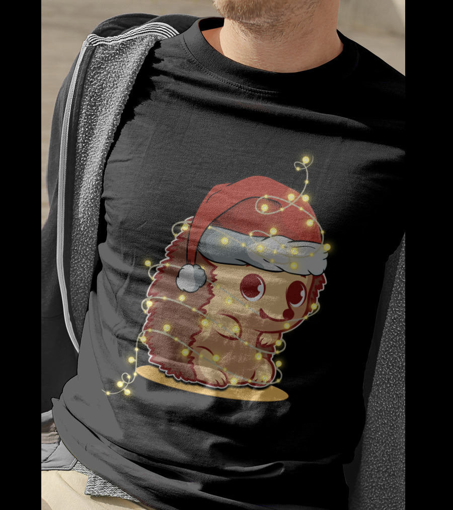 Santa Hat Festive Christmas Lights Hedgehog T-Shirt