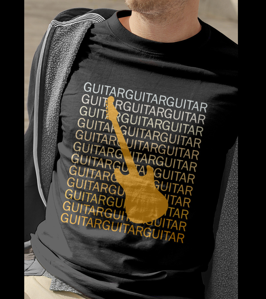 Guitar Guitar Repeated Yellow Electric Guitar T-Shirt
