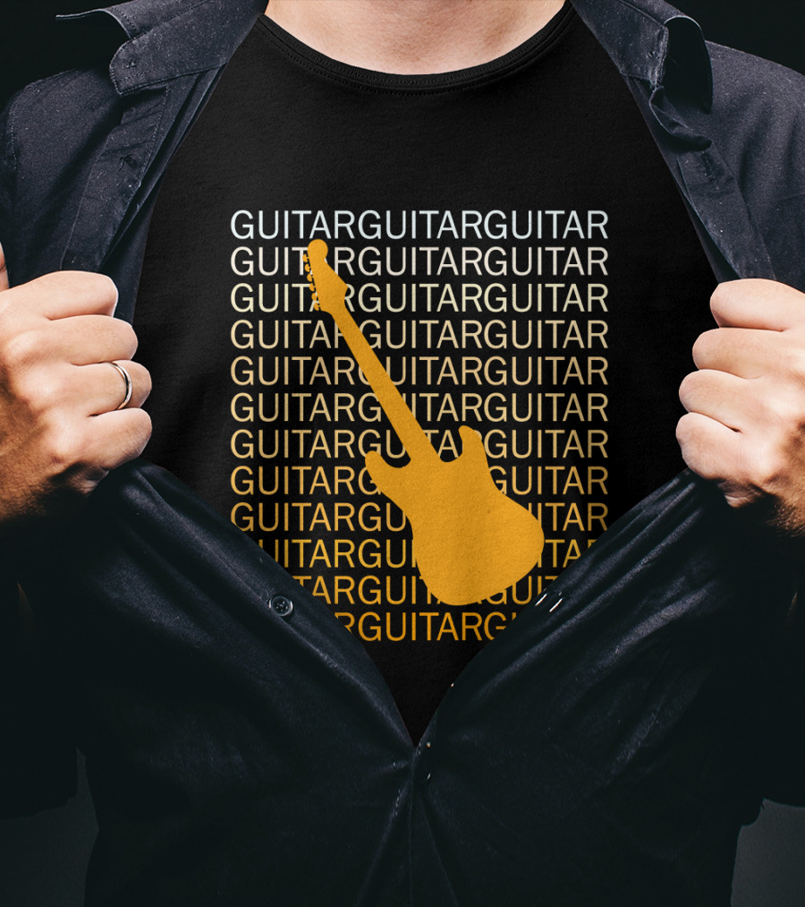 Guitar Guitar Repeated Yellow Electric Guitar T-Shirt
