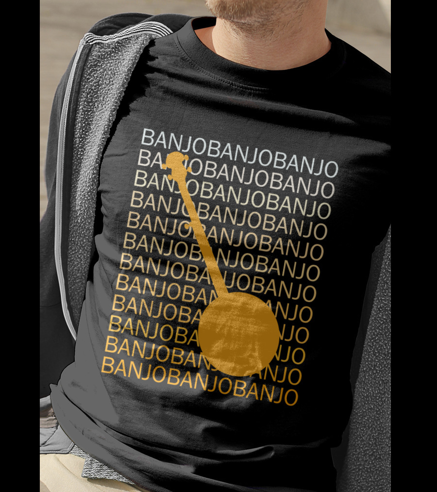 Banjo Repetition With Bold Orange Silhouette Highlight T-Shirt