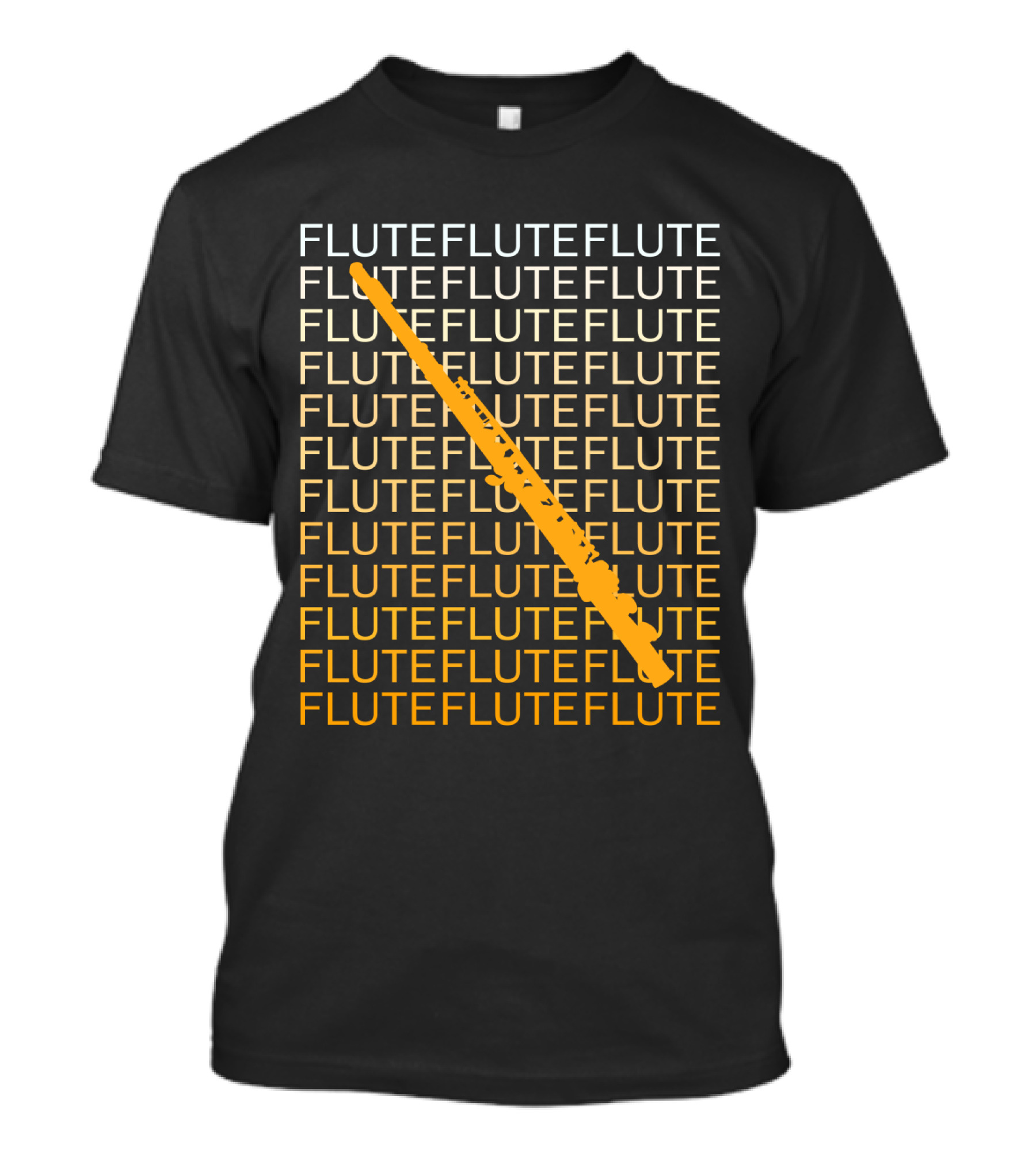 Flute Repeated Pattern With Diagonal Yellow Instrument T-Shirt