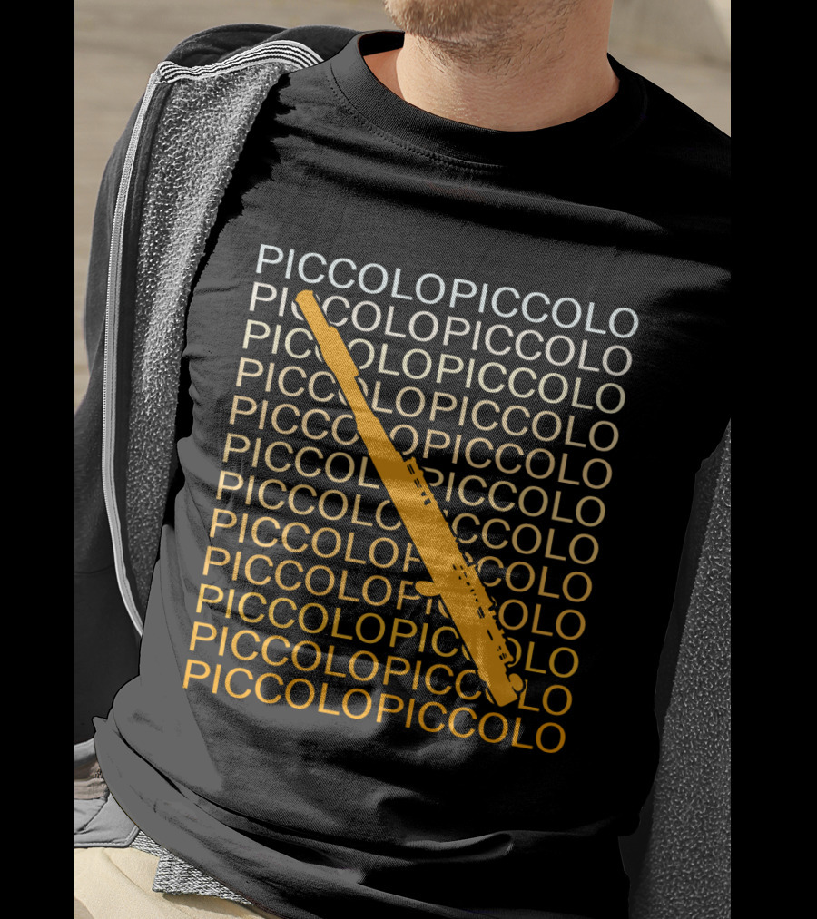 PICCOLO Word Pattern With Diagonal Orange Piccolo T-Shirt