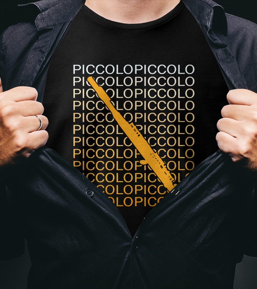 PICCOLO Word Pattern With Diagonal Orange Piccolo T-Shirt