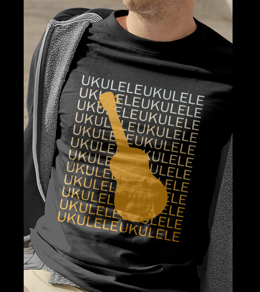 Repeating Ukulele Text With Orange Ukulele T-Shirt