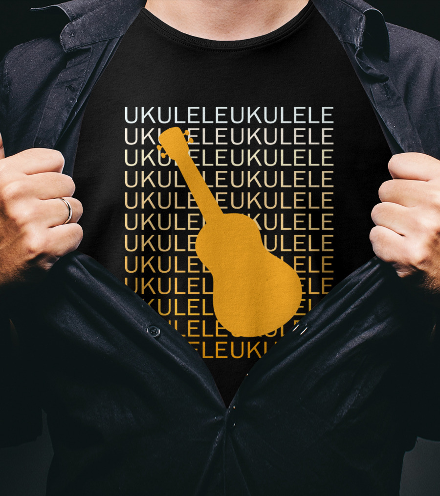 Repeating Ukulele Text With Orange Ukulele T-Shirt