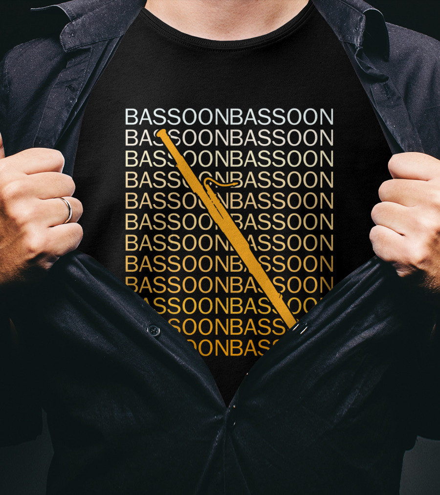 Bassoon Repetition Pattern With Diagonal Orange Bassoon Graphics T-Shirt
