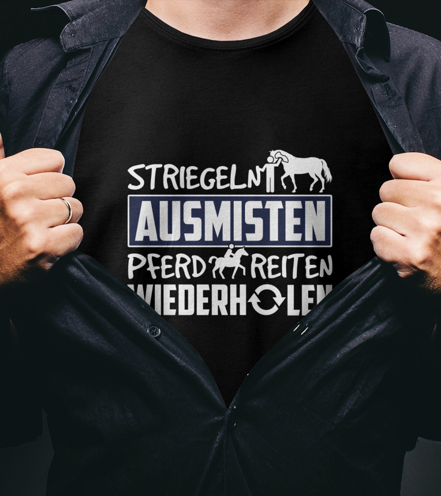 Striegeln Ausmisten Pferd Reiten Wiederholen T-Shirt
