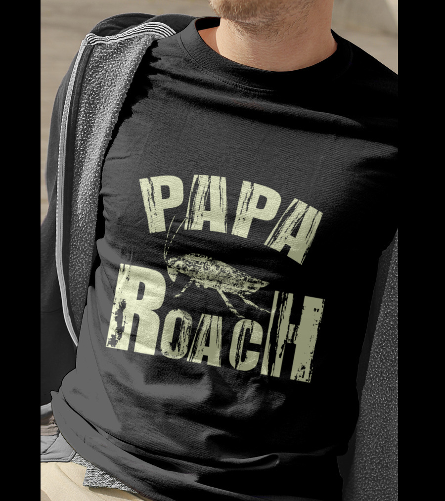Papa Roach Distressed Logo With Cockroach T-Shirt