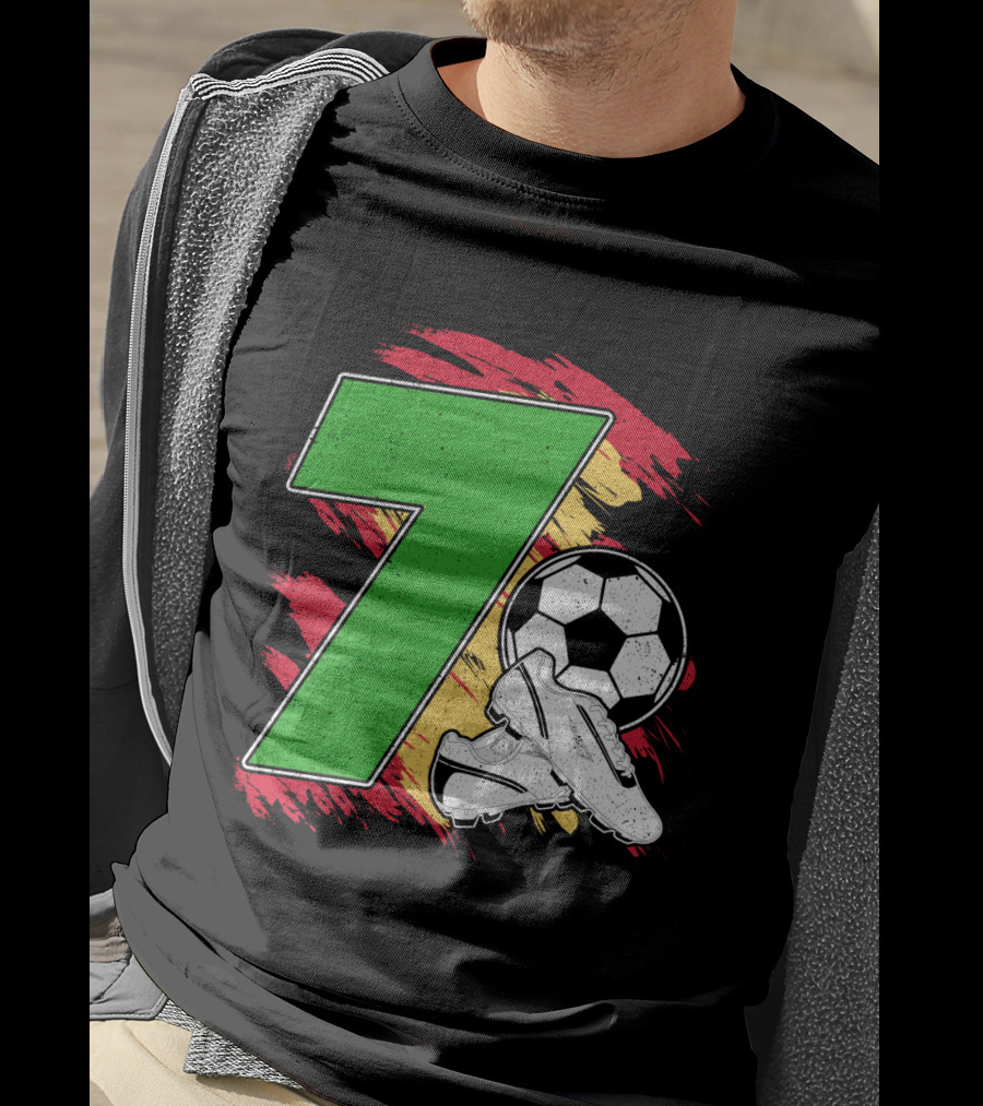 Kinder Geburtstag 7 Jahre Fußball Schuhe Deutschland Flagge Ball T-Shirt