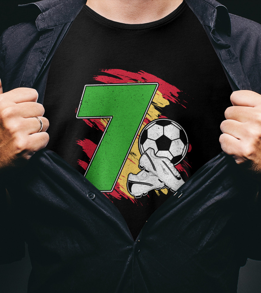 Kinder Geburtstag 7 Jahre Fußball Schuhe Deutschland Flagge Ball T-Shirt