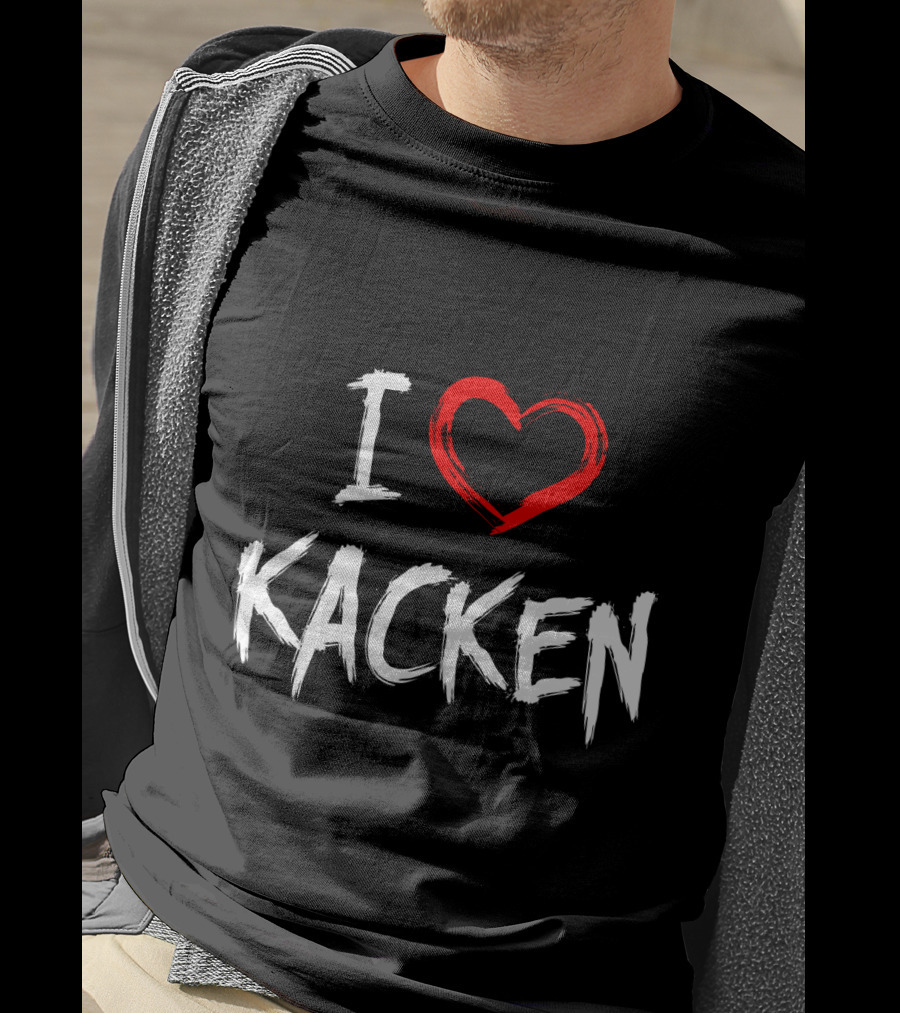 I Heart Kacken Bold White Text With Red Brush Heart T-Shirt