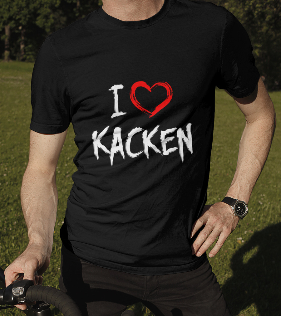 I Heart Kacken Bold White Text With Red Brush Heart T-Shirt