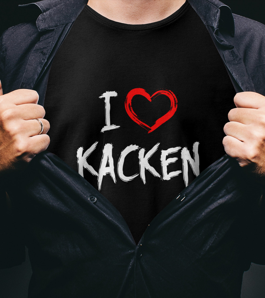 I Heart Kacken Bold White Text With Red Brush Heart T-Shirt