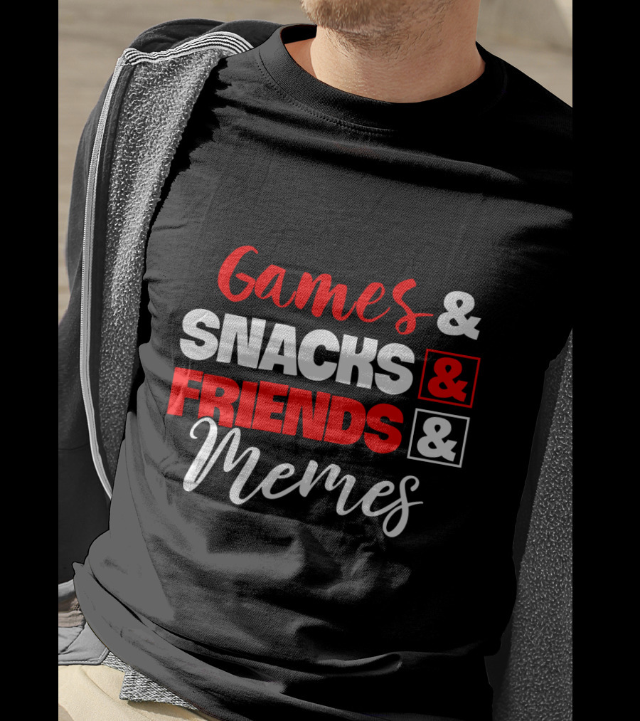 Games Snacks Friends Memes Fun Essentials T-Shirt