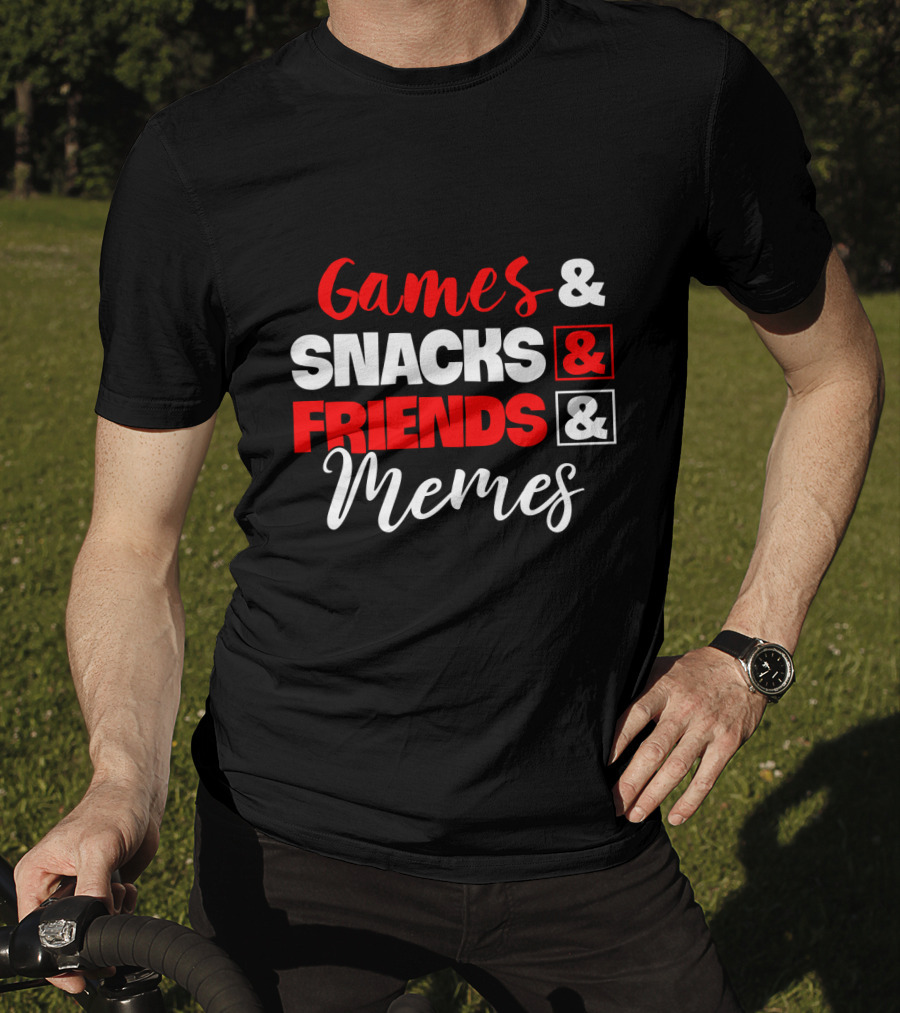 Games Snacks Friends Memes Fun Essentials T-Shirt