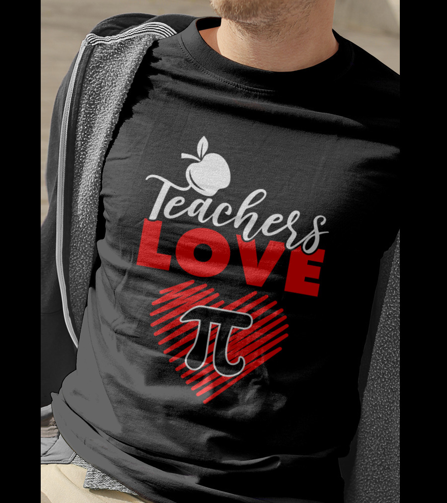 Teachers Love Pi Math Heart Apple T-Shirt