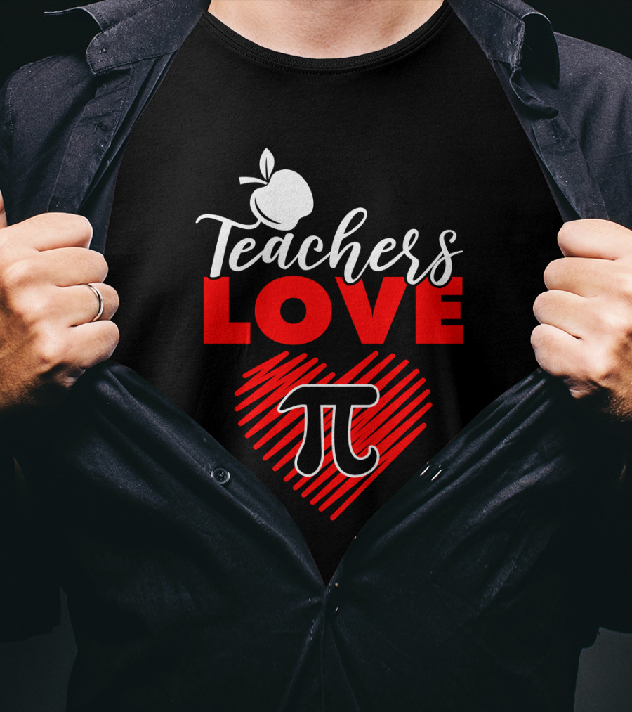 Teachers Love Pi Math Heart Apple T-Shirt