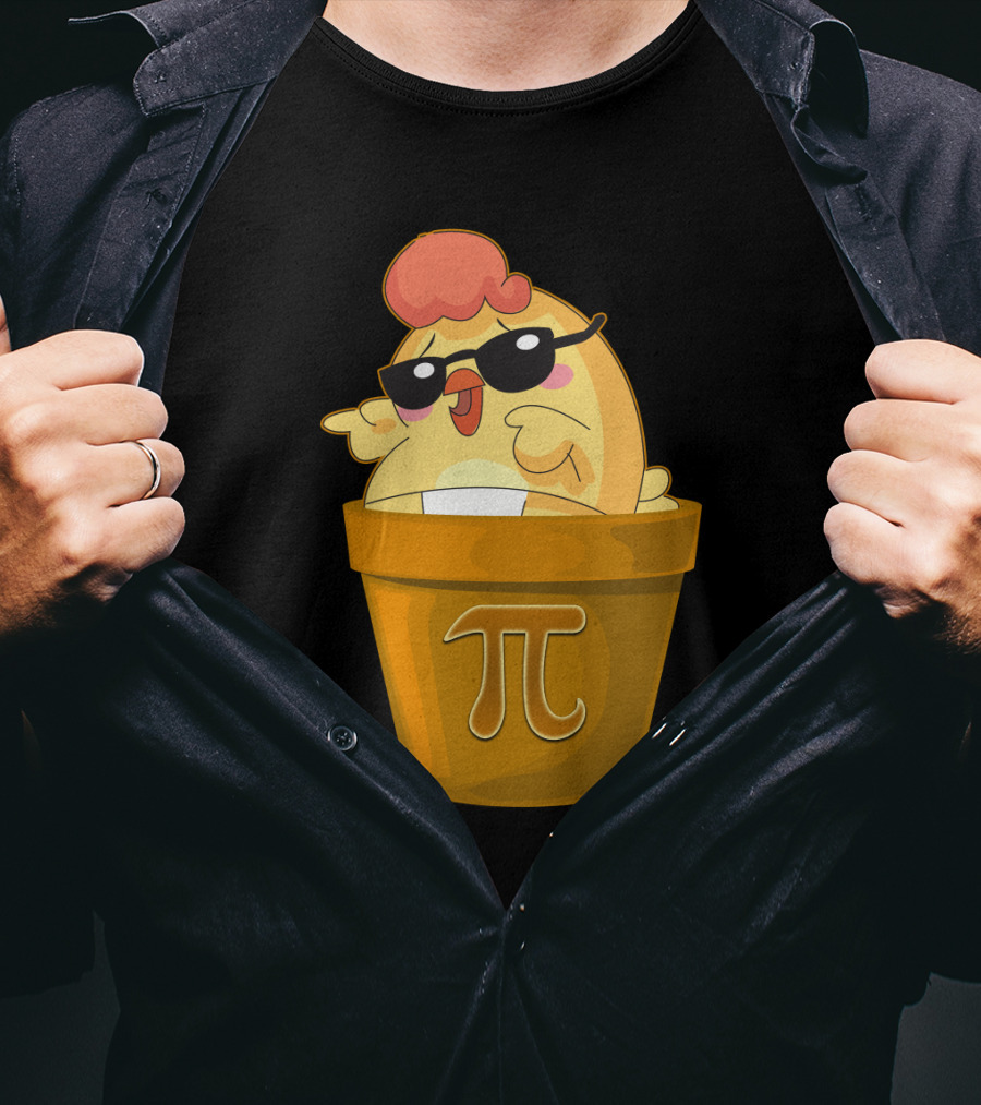Chicken In Pot With Pi Symbol And Sunglasses T-Shirt