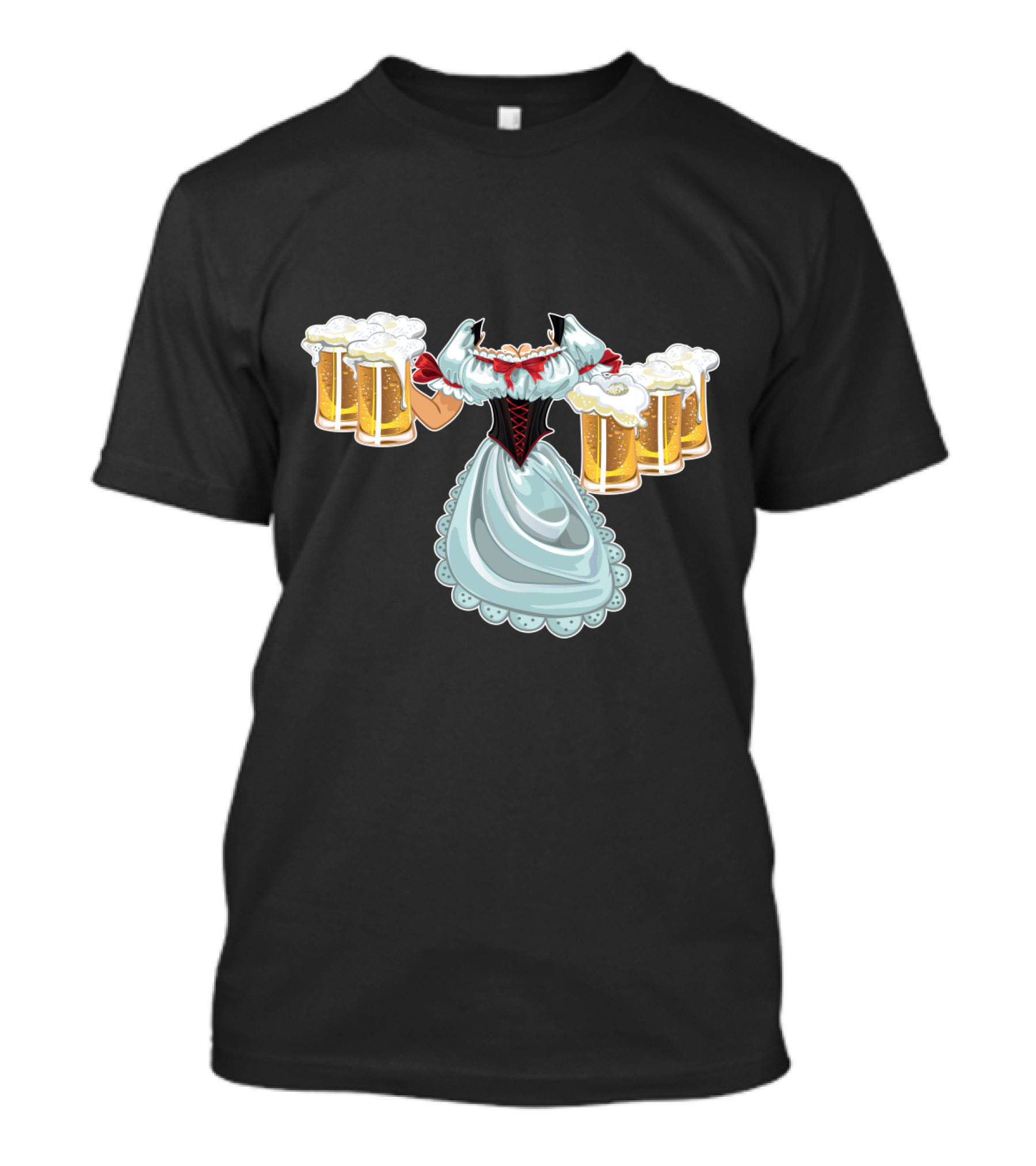 Dirndl Fraulein Oktoberfest Costume With Beer Mugs T-Shirt
