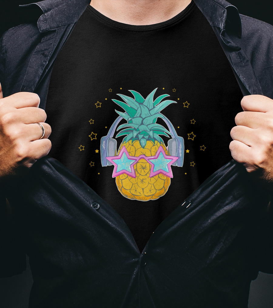 Pineapple Music Star Glasses Headphones T-Shirt