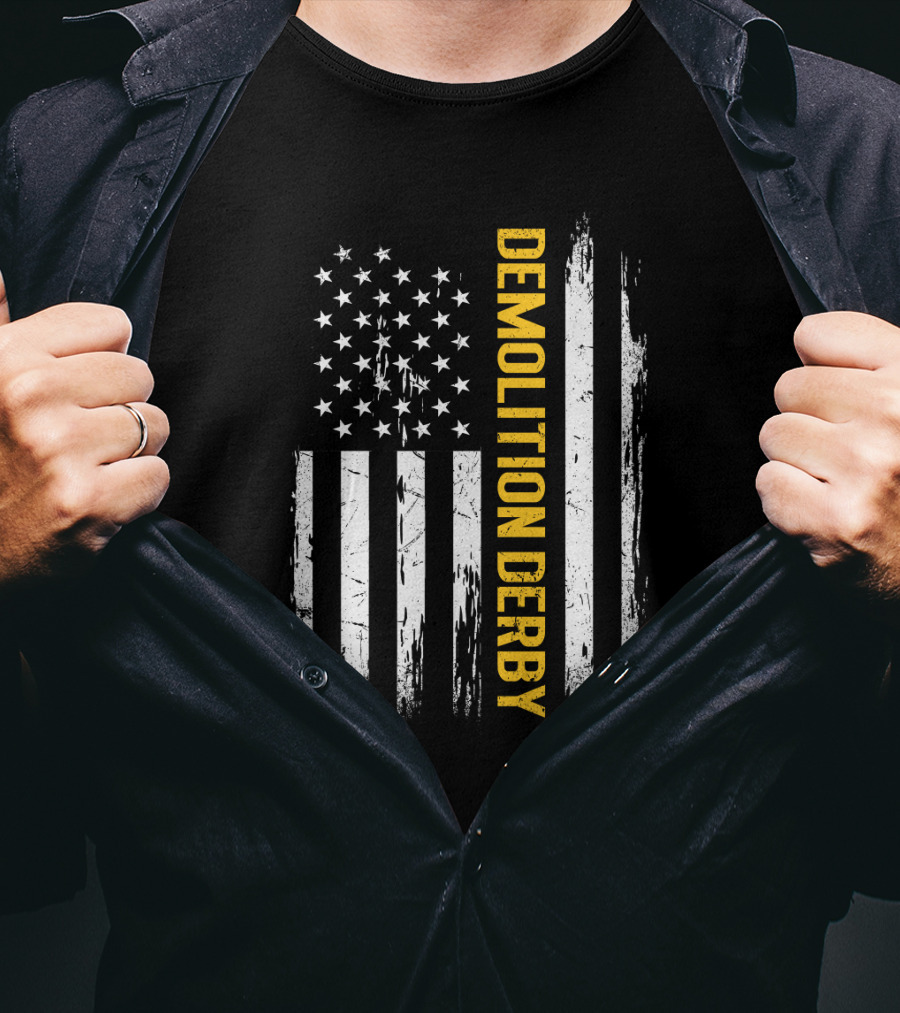 Vintage USA Flag Demolition Derby T-Shirt
