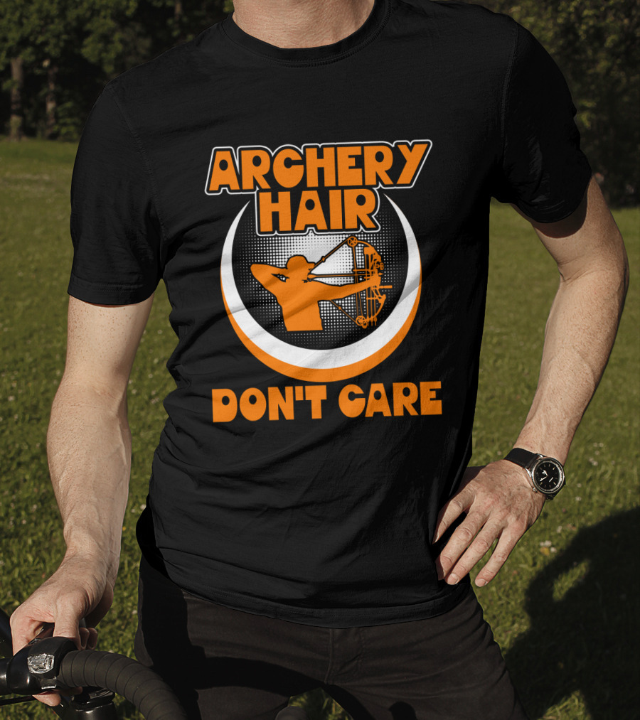 Archery Hair Don't Care Bow Shooter Emblem T-Shirt