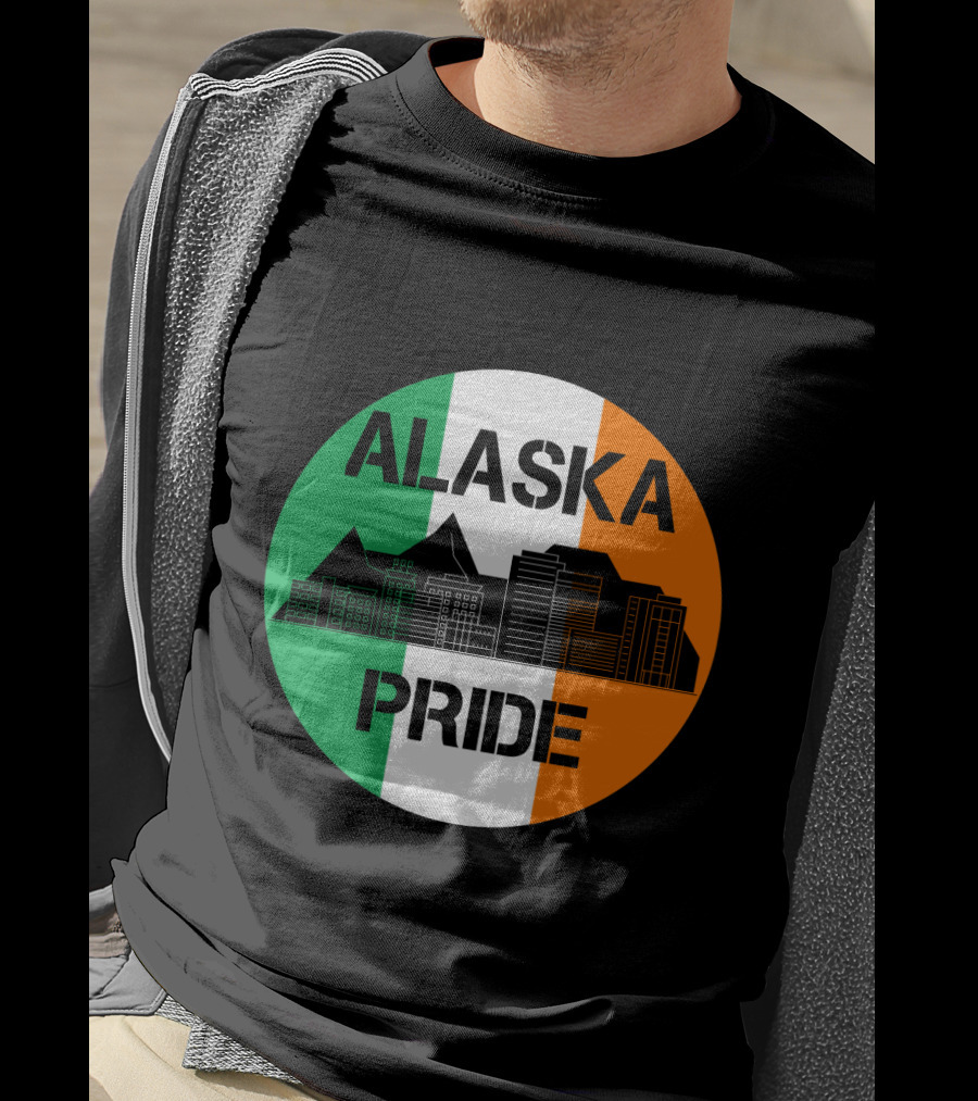 Alaska Pride Skyline With Irish Flag Colors T-Shirt
