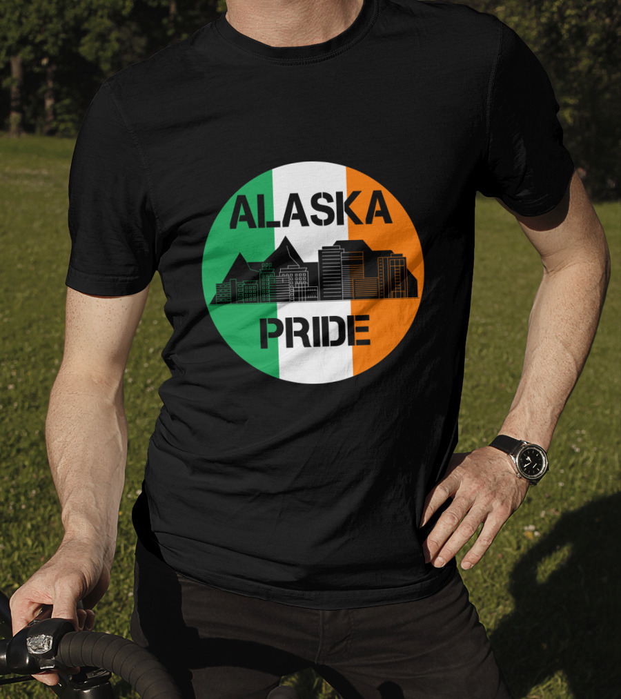 Alaska Pride Skyline With Irish Flag Colors T-Shirt
