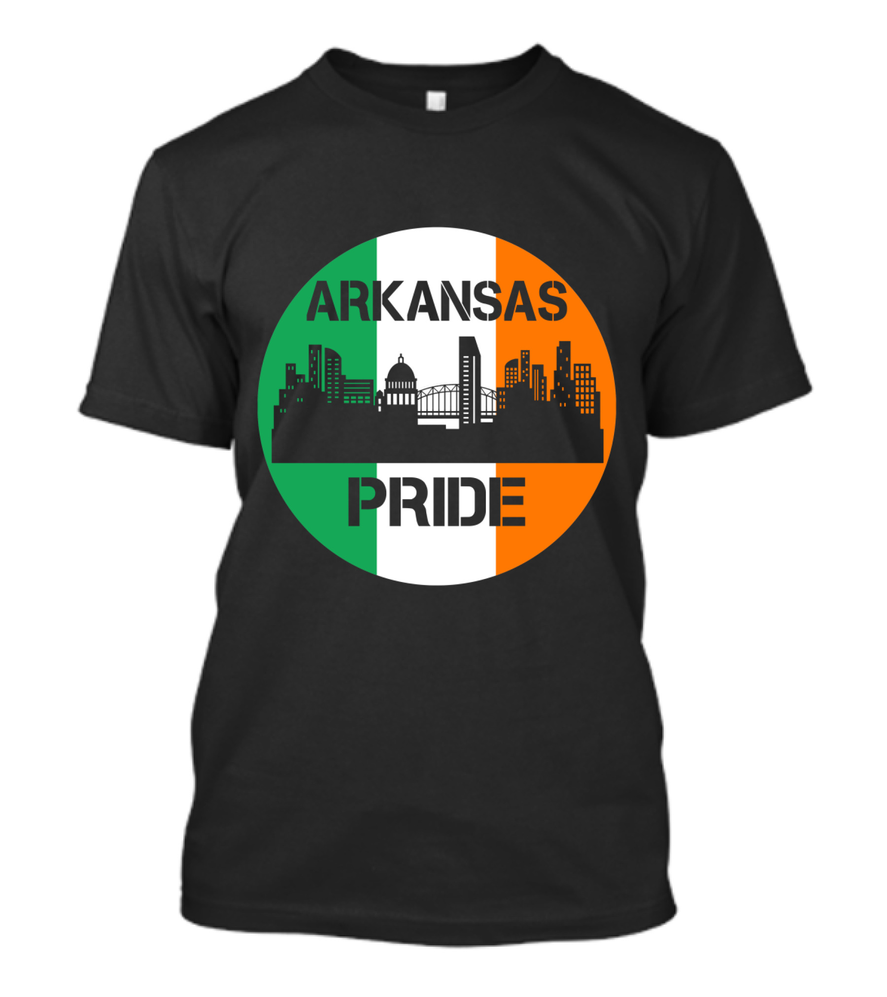 Arkansas Pride Skyline Irish Flag Iconic Cityscape T-Shirt
